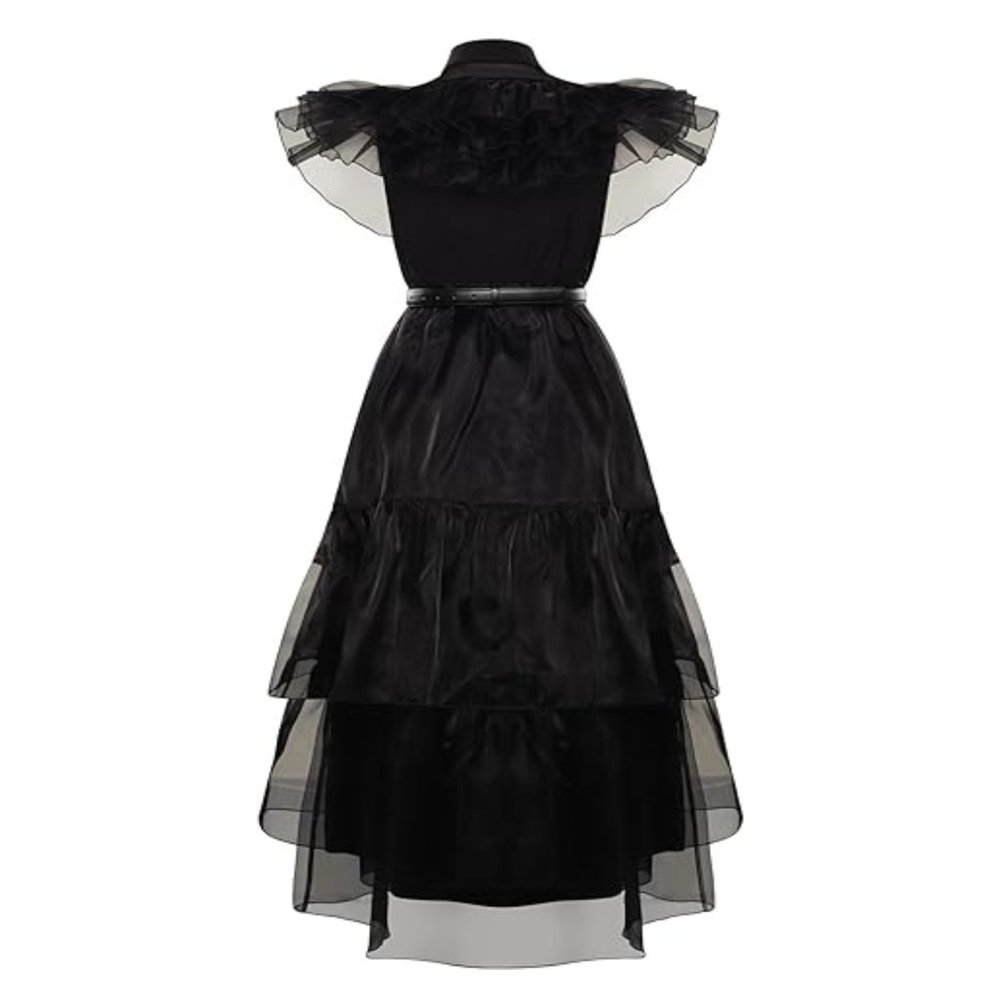 Black Mesh Dress | Addams Mesh Costume for Girls | Stylish Halloween Out… - Picture 2 of 11